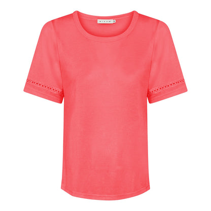 Linen T-Shirt with Lace Detail