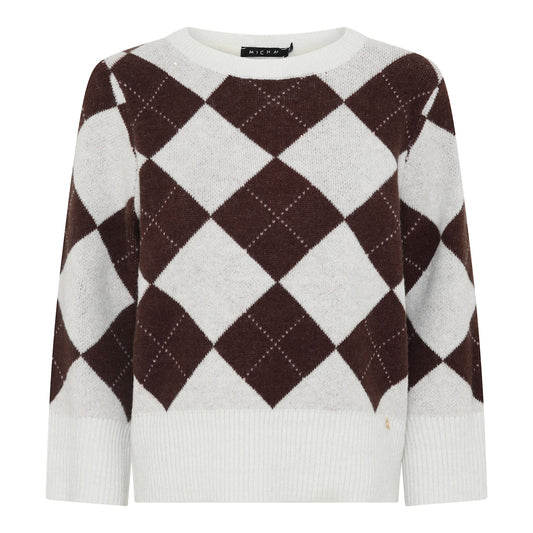 Argyle Knit Crew Neck Jumper
