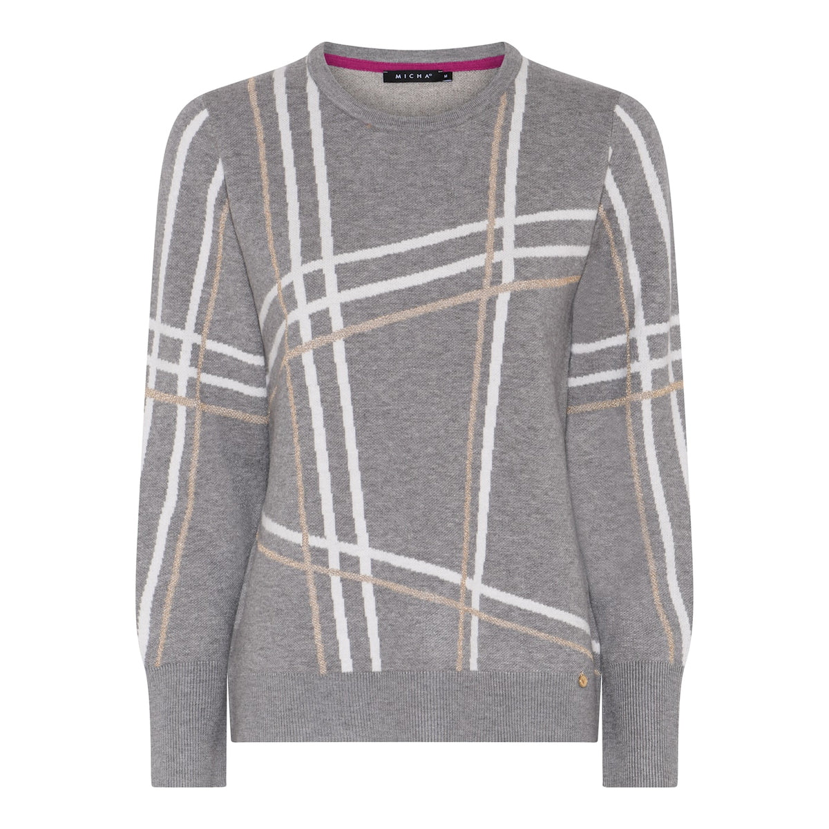Check Print Crew Neck Jumper
