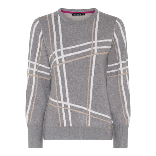 Check Print Crew Neck Jumper