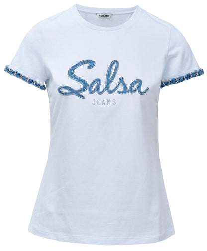 Logo T-Shirt with Denim Detail