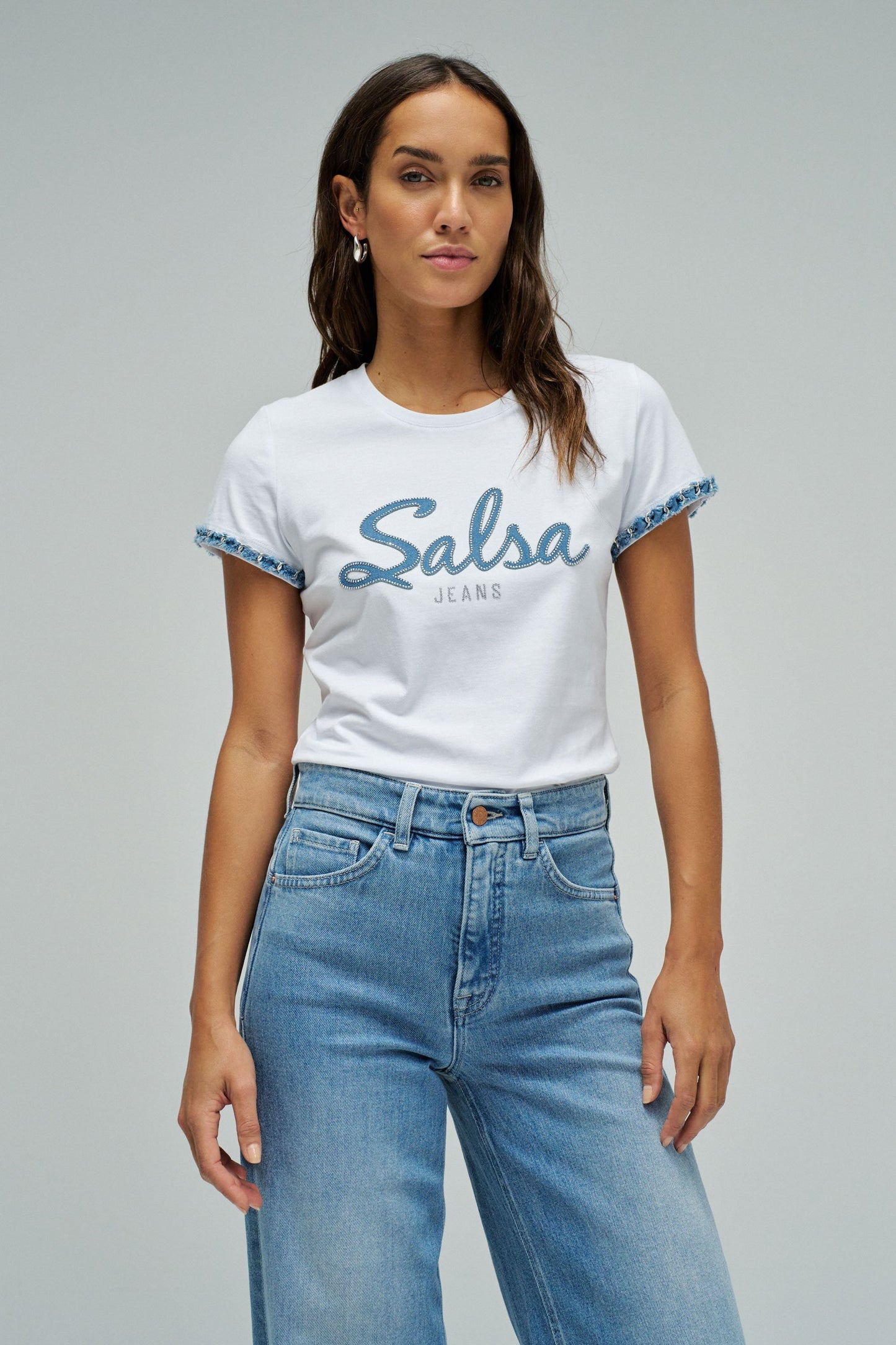 Logo T-Shirt with Denim Detail