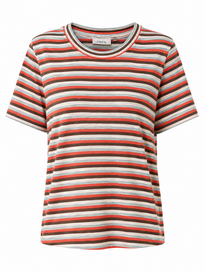 Multicolour Striped Cotton T-Shirt