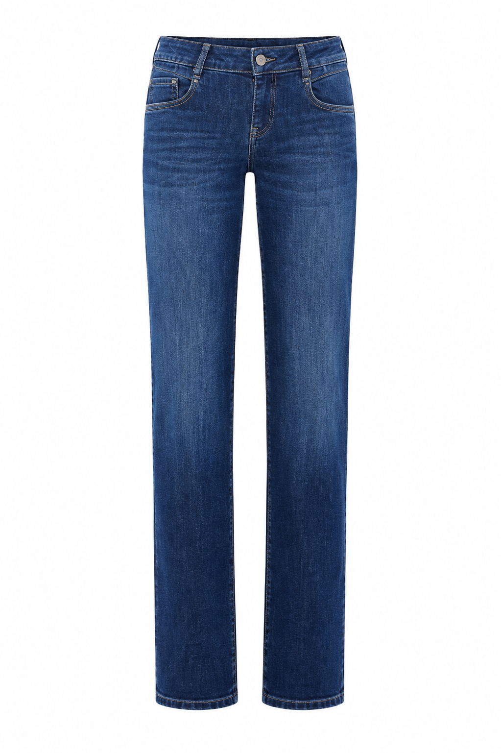 Mid Waist Straight Leg Jeans, Dark Blue