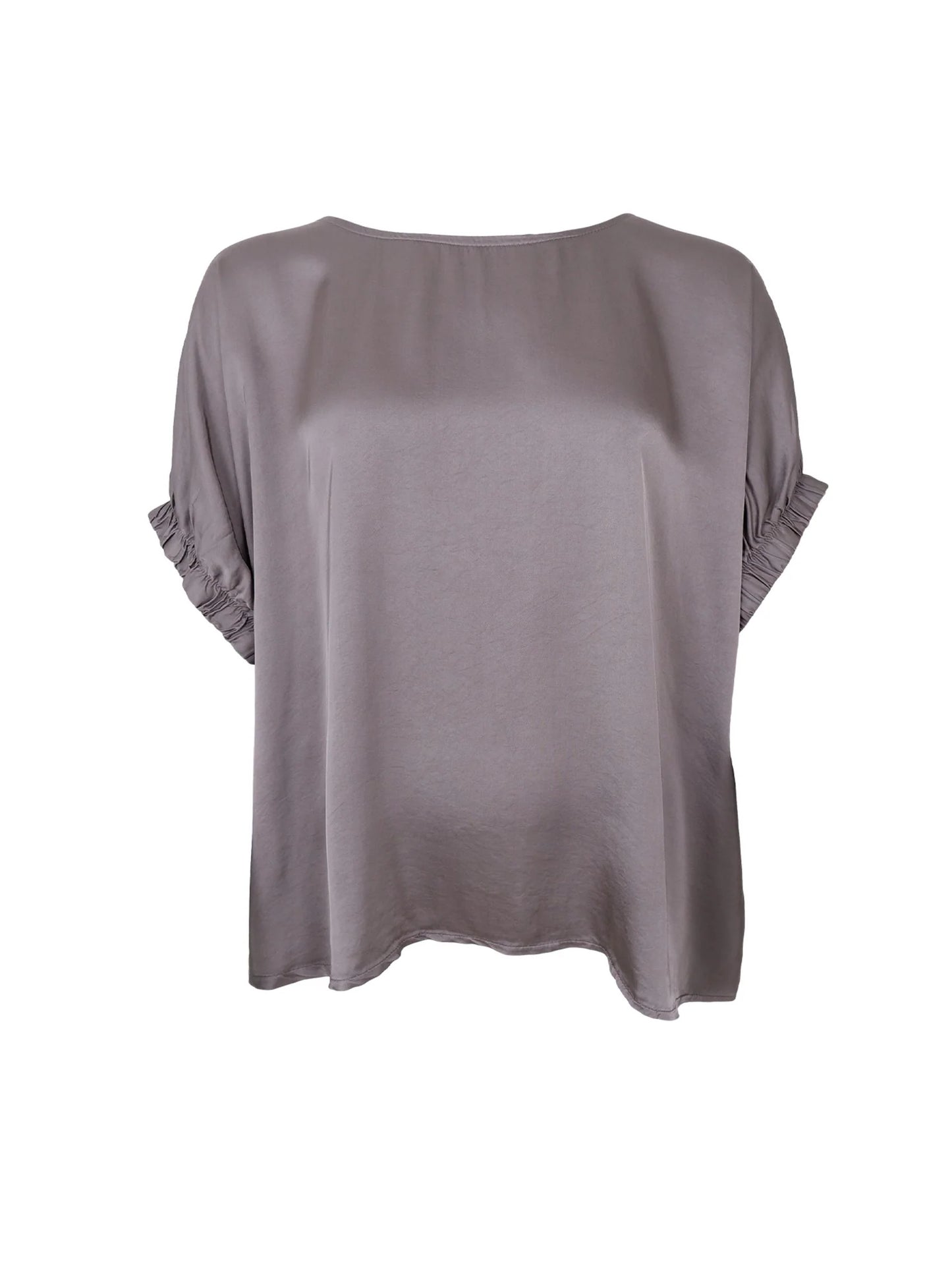 Satin Look Ruched Sleeve Blouse