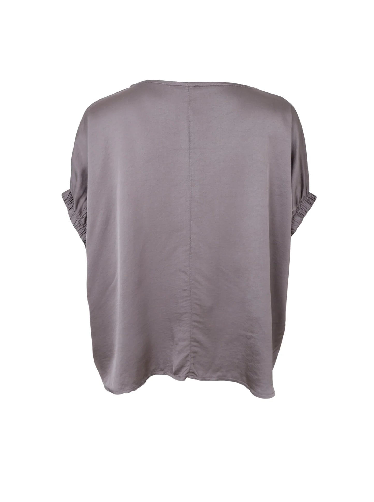 Satin Look Ruched Sleeve Blouse