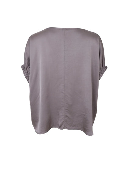 Satin Look Ruched Sleeve Blouse