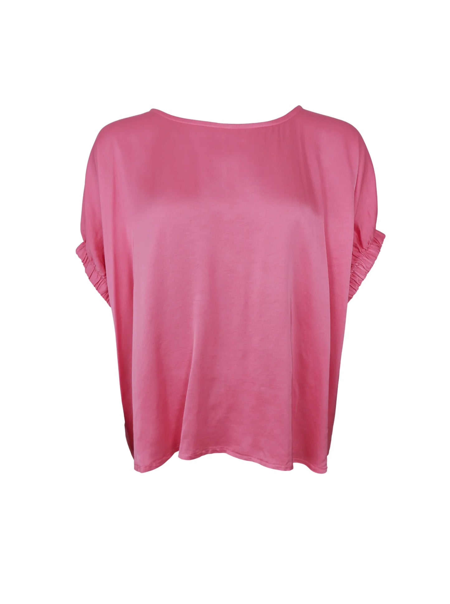 Satin Look Ruched Sleeve Blouse