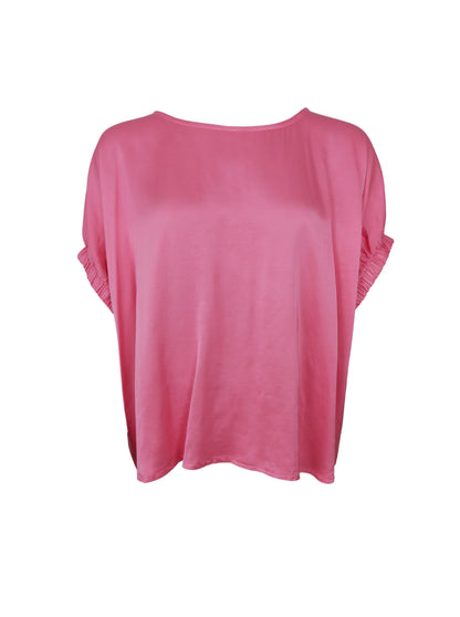 Satin Look Ruched Sleeve Blouse