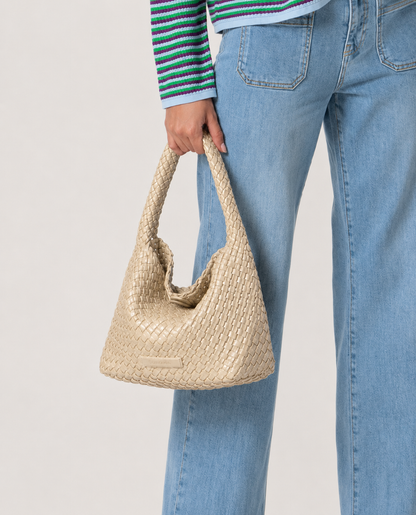 Braided Shoulder Bag with Magnetic Closure