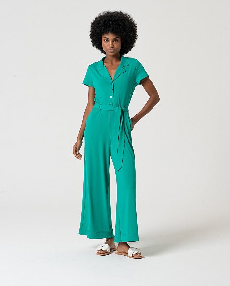 Plain Stretch Jumpsuit, Emerald