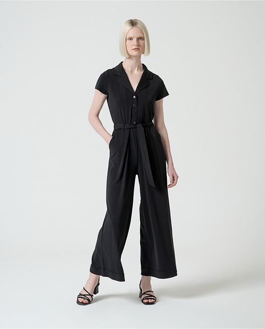 Plain Stretch Jumpsuit, Black