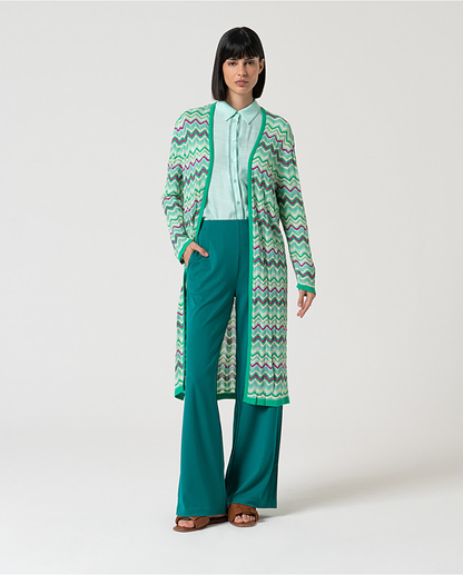 Long Tricot Cardigan Turquoise