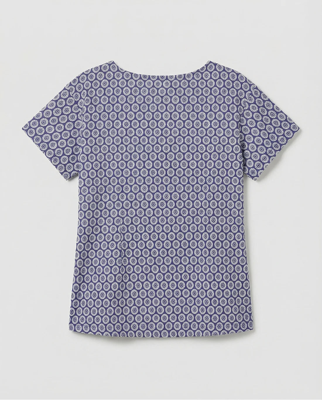Printed Boat Neck Top, Blue