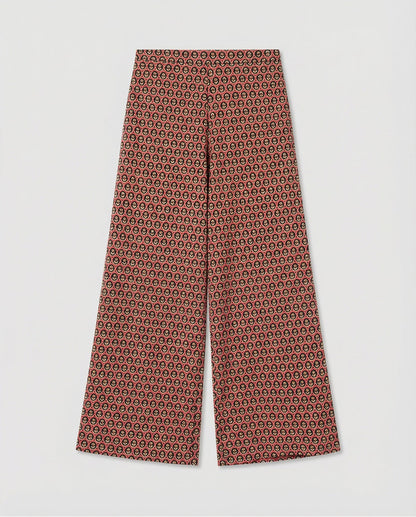 Tile Print Wide Leg Trousers