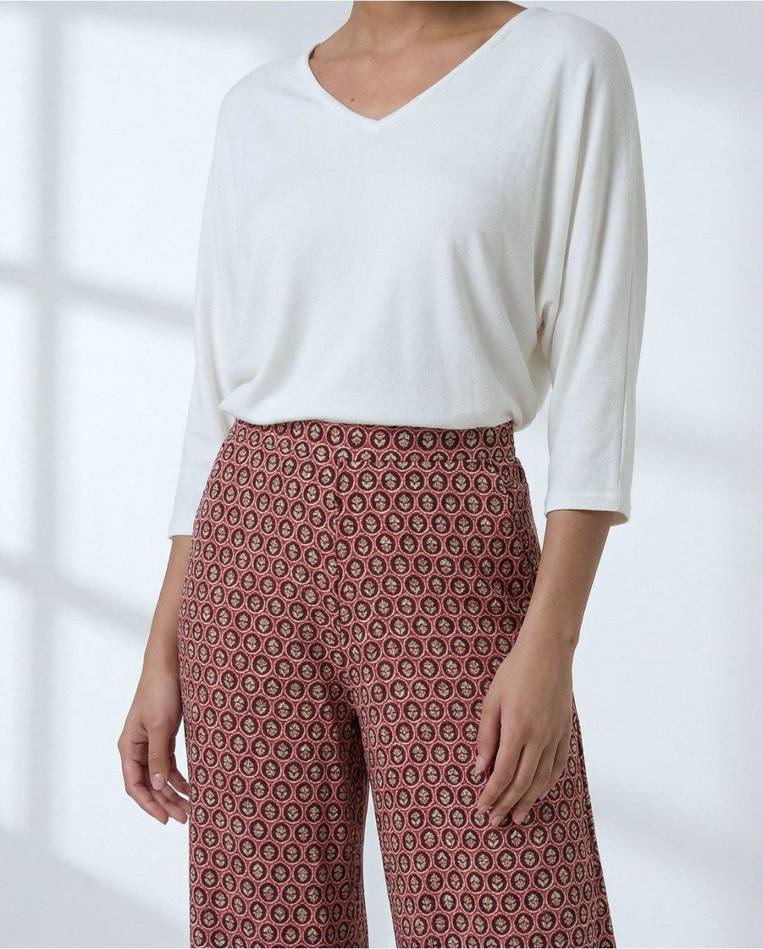 Tile Print Wide Leg Trousers