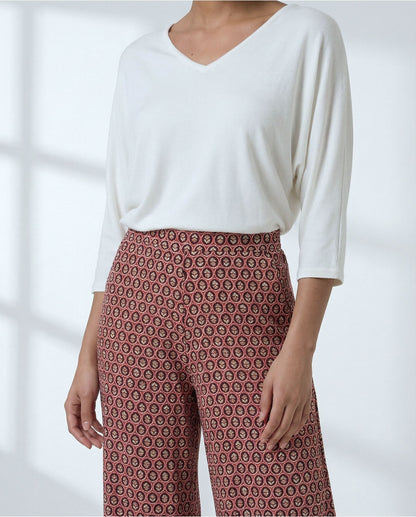Tile Print Wide Leg Trousers
