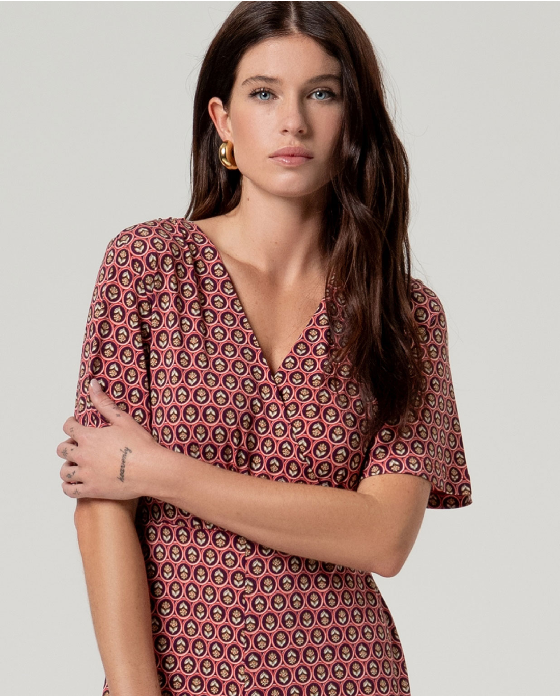 Printed Crossover Jumpsuit