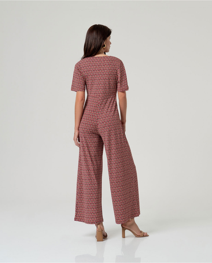 Printed Crossover Jumpsuit