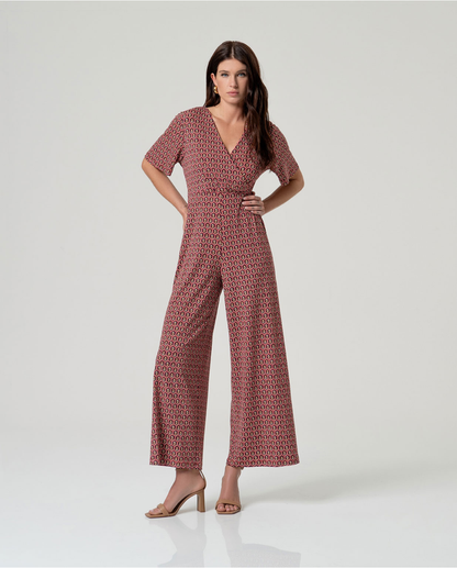 Printed Crossover Jumpsuit