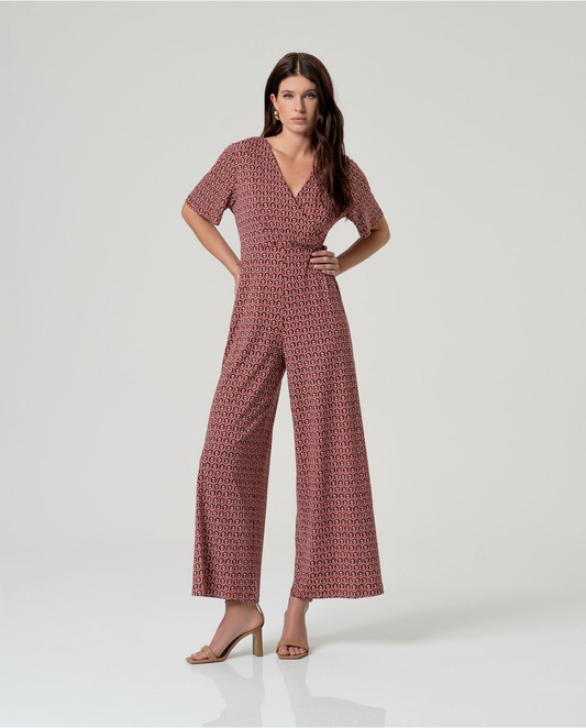 Printed Crossover Jumpsuit