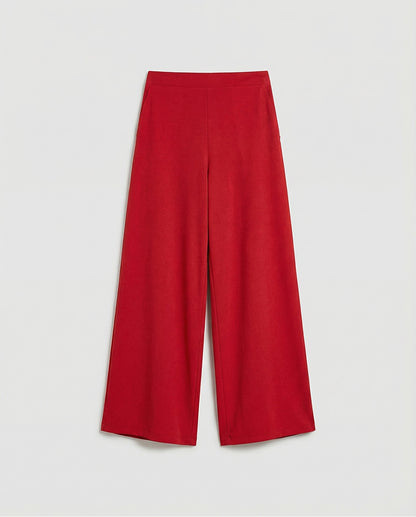 Wide Leg Stretch Trousers, Red