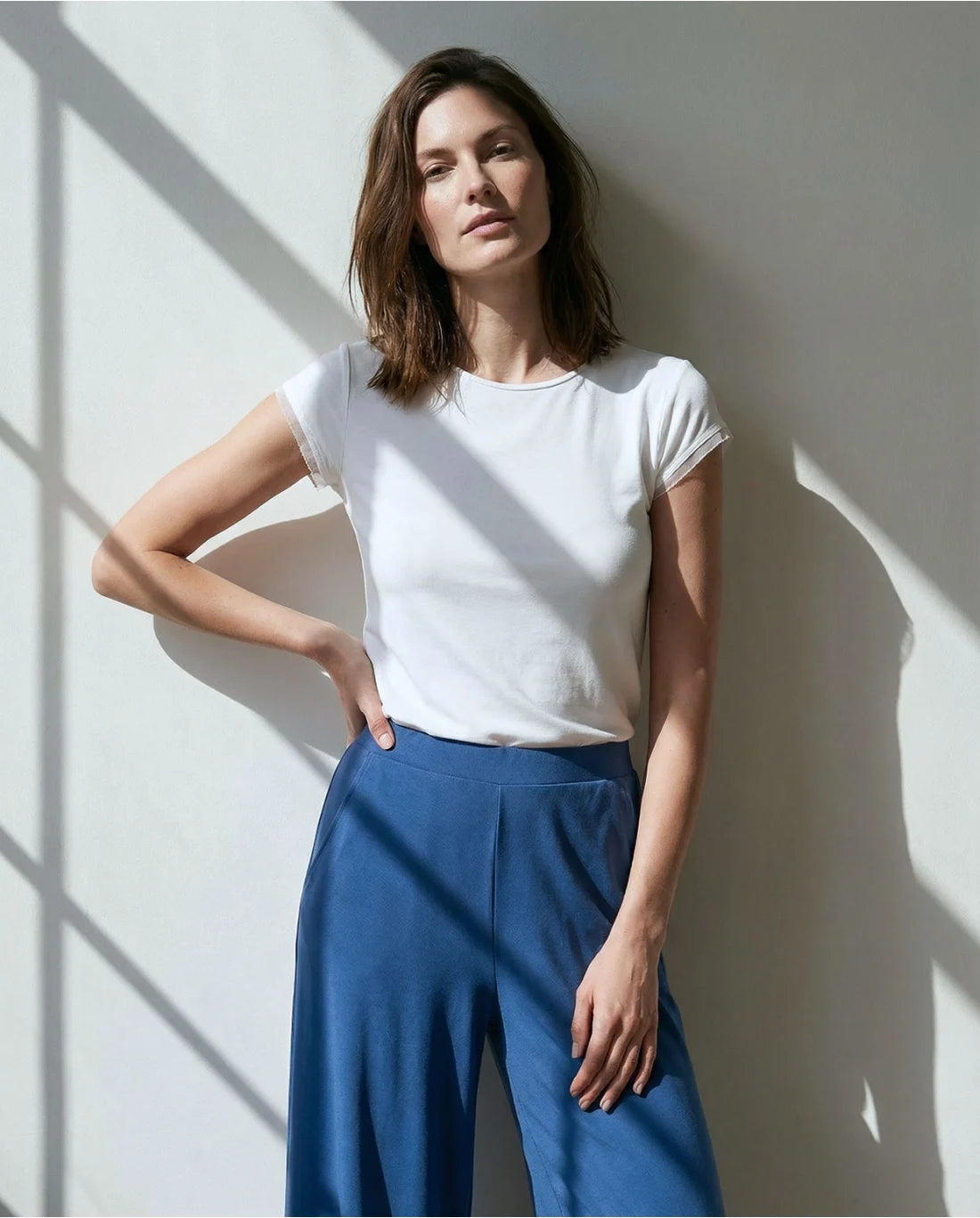 Wide Leg Stretch Trousers
