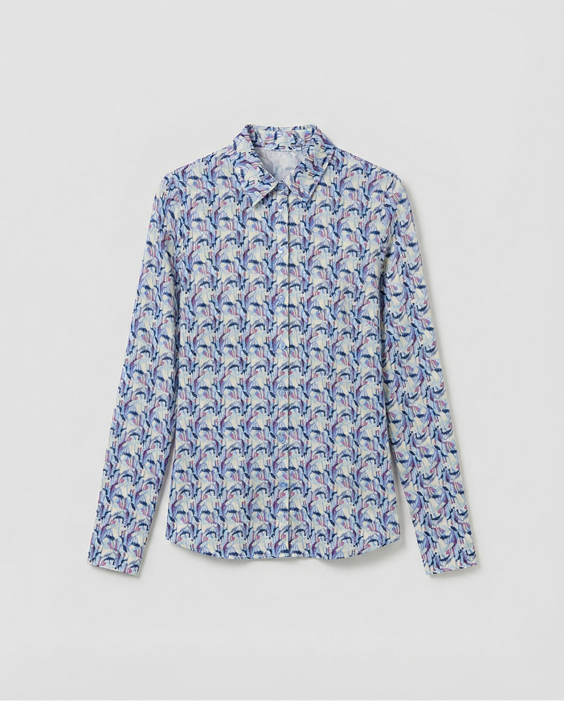 Printed Long Sleeve Shirt, Blue