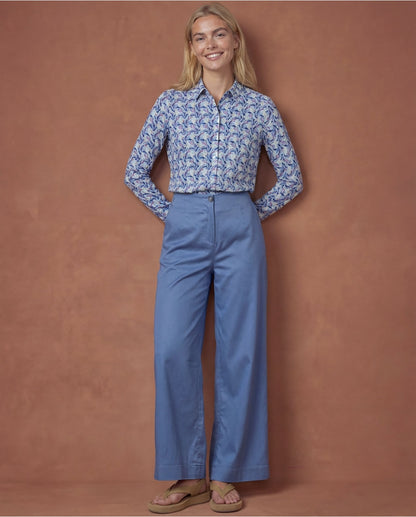 Printed Long Sleeve Shirt, Blue