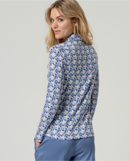 Printed Long Sleeve Shirt, Blue