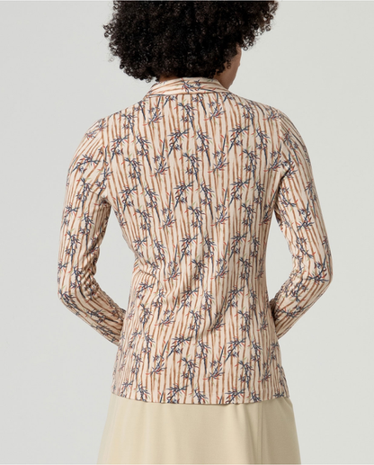 Floral Printed Long Sleeve Shirt, Beige