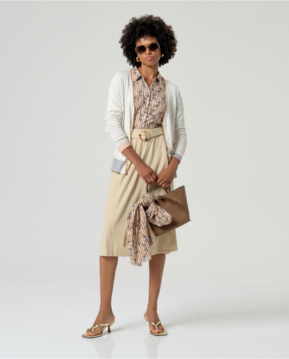Floral Printed Long Sleeve Shirt, Beige