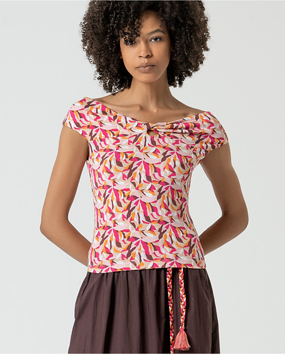Stretchy Off-the-shoulder Top, Fuchsia