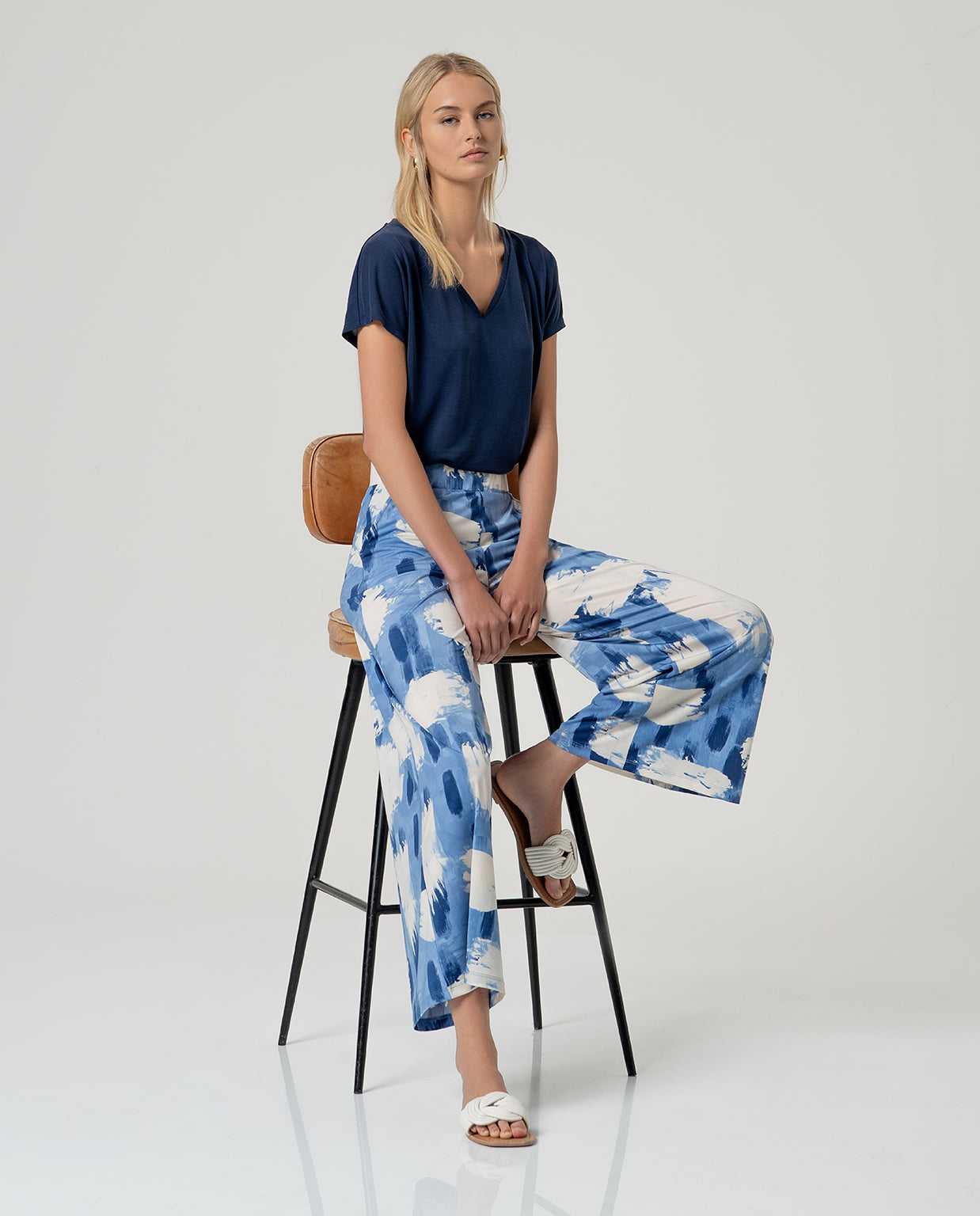 Abstract Print Wide Leg Trousers