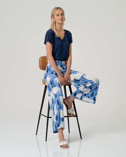 Abstract Print Wide Leg Trousers