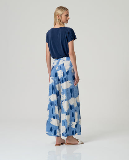 Abstract Print Wide Leg Trousers