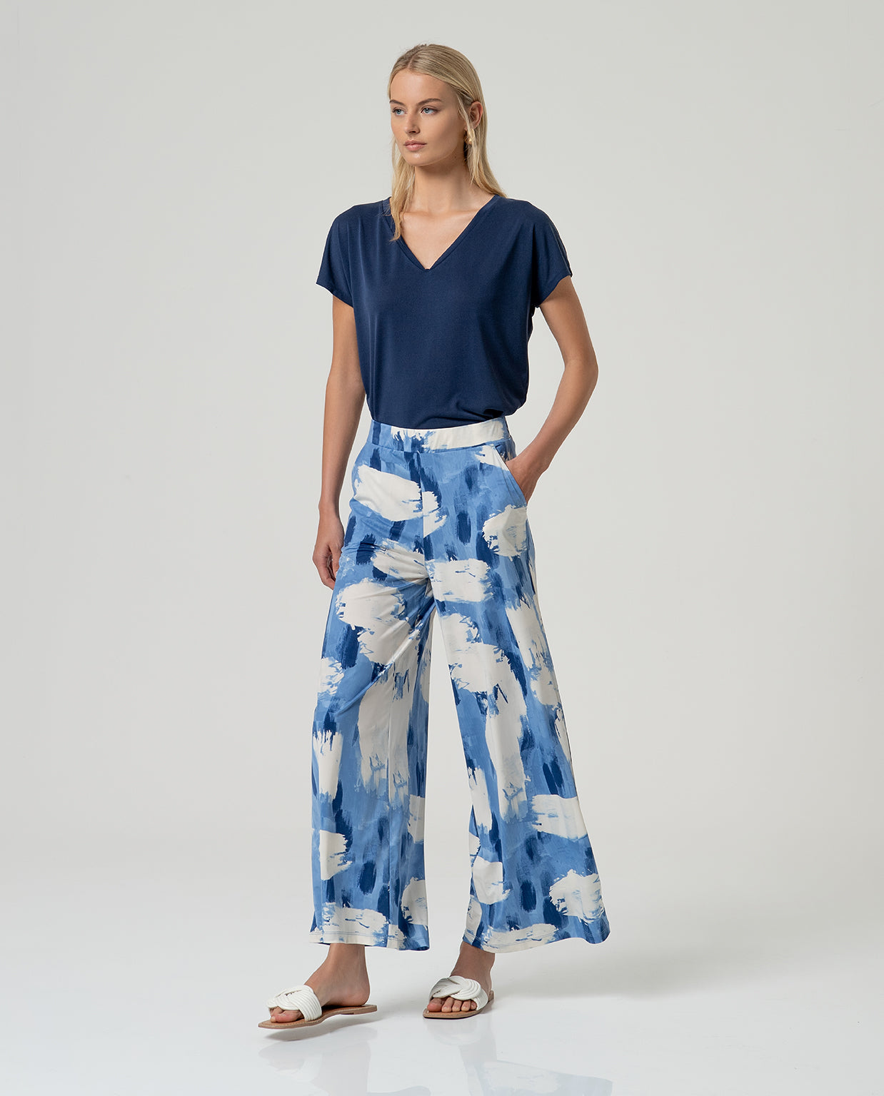 Abstract Print Wide Leg Trousers
