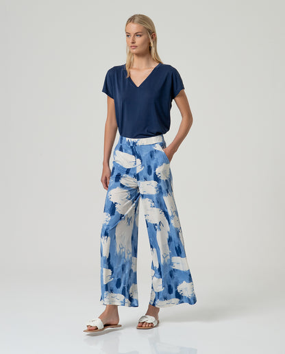 Abstract Print Wide Leg Trousers