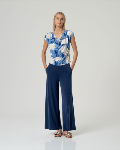 Draped Printed Top