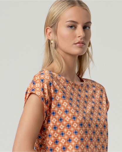 Printed Cap Sleeve Top