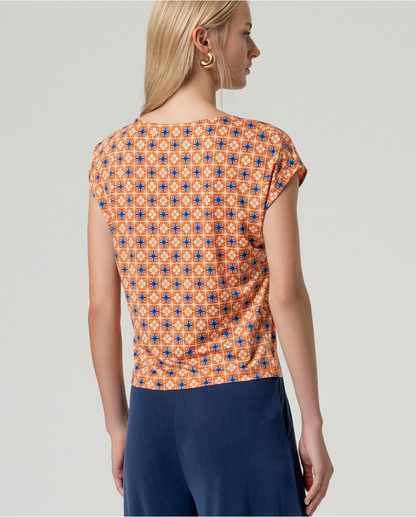 Printed Cap Sleeve Top