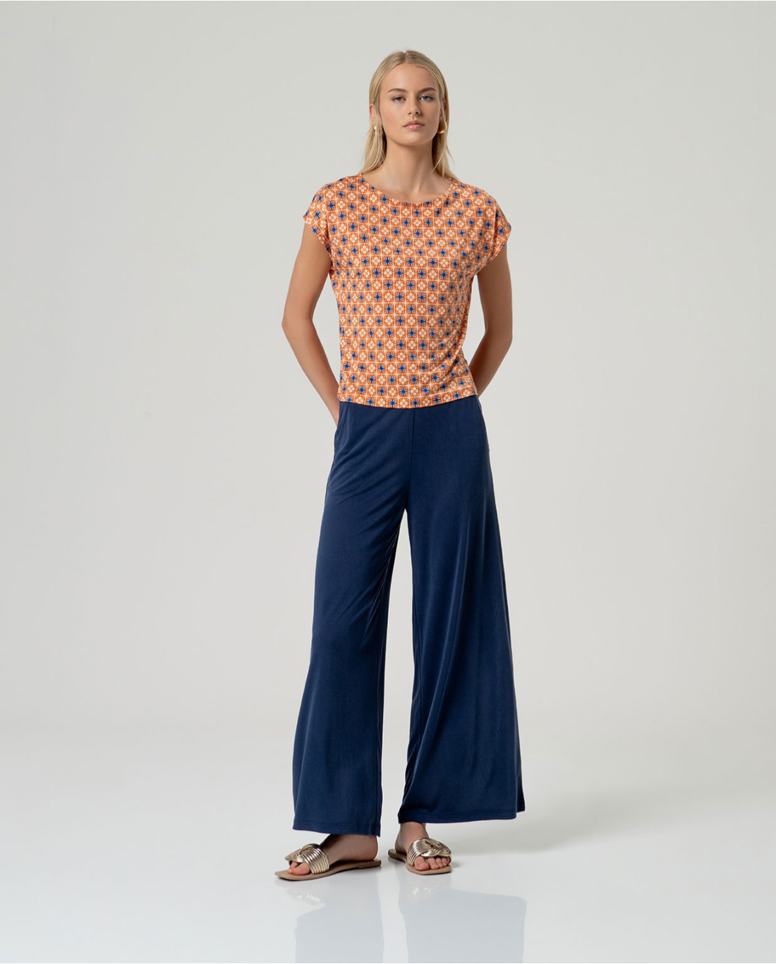 Printed Cap Sleeve Top