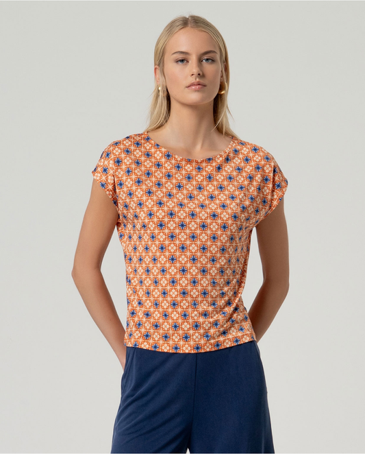 Printed Cap Sleeve Top