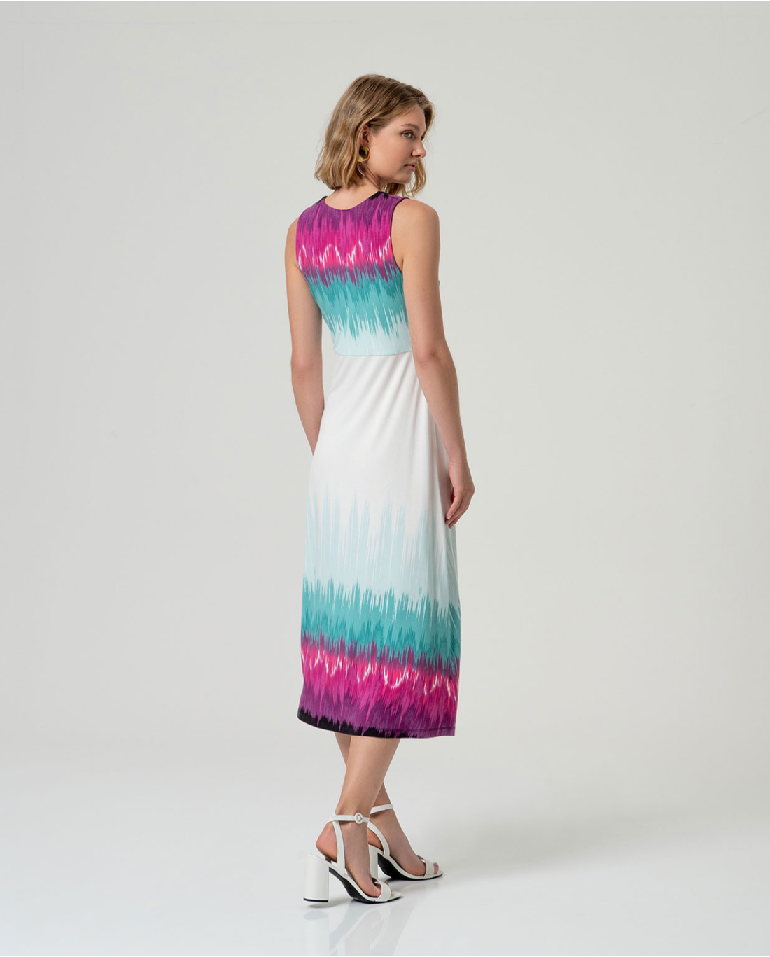 Sleeveless Ombre Midi Dress with Twist Front