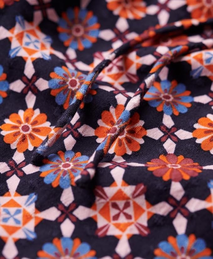 Printed Woven Top with Flared Sleeves