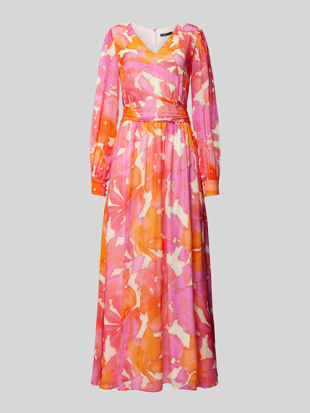 Abstract Print Maxi Dress with Tie Waist