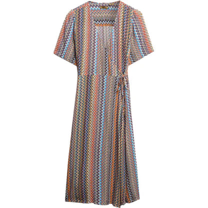 Printed Wrap Midi Dress