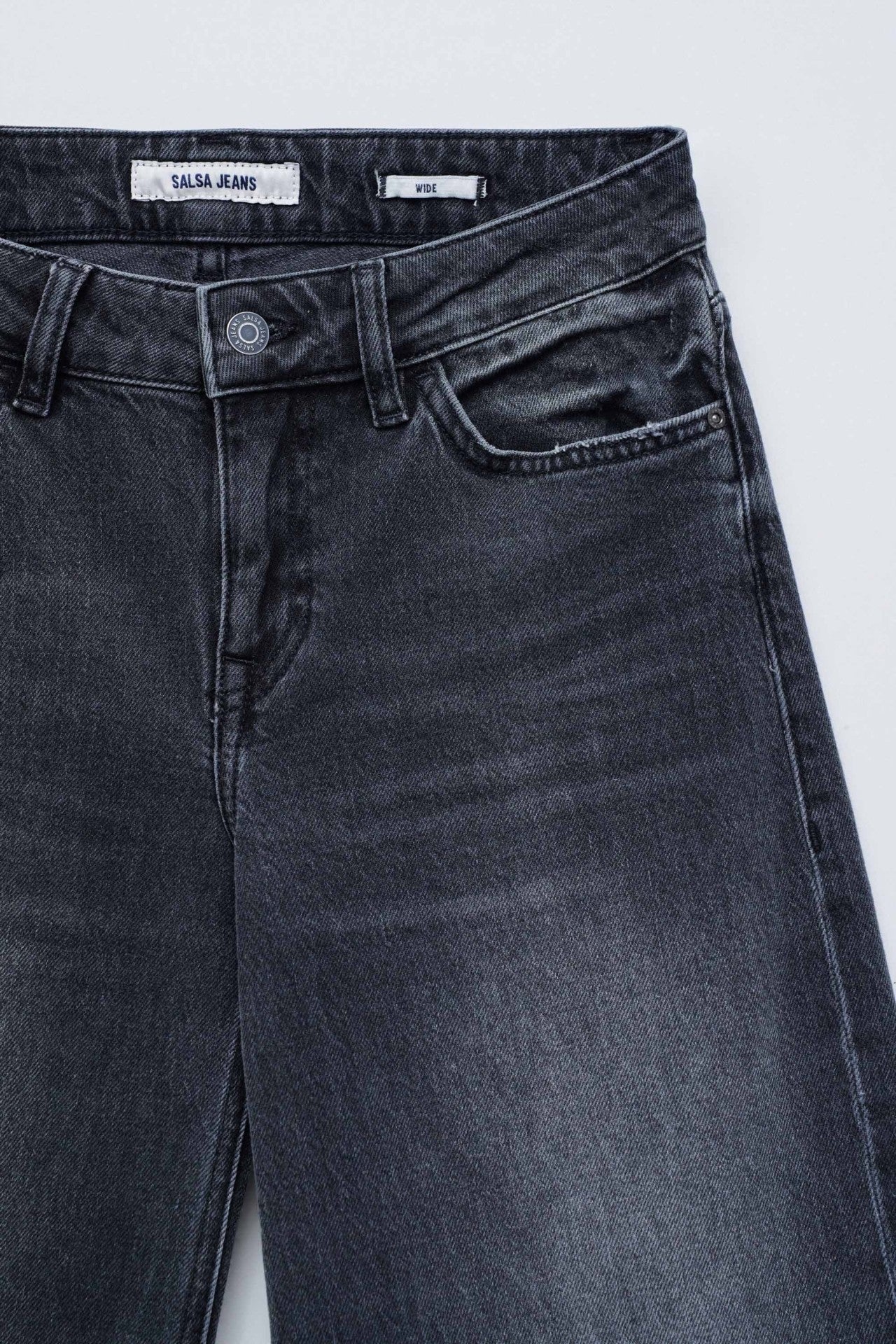Low Rise Wide Leg Jeans, Black Wash