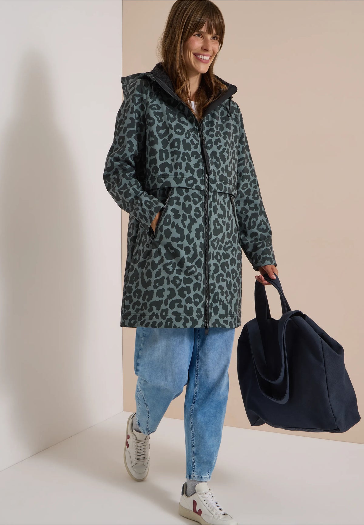 Leopard Print Water-Repellent Softshell Coat