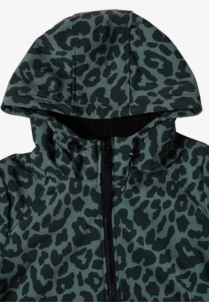 Leopard Print Water-Repellent Softshell Coat